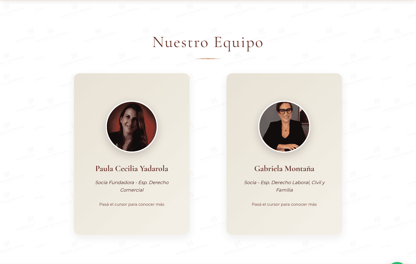 Seccion del equipo profesional en desktop